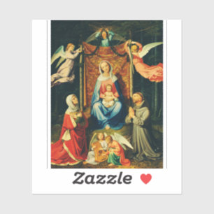 Madonna mit Kind, Hl. Adelheid und Hl. Franziskus Aufkleber