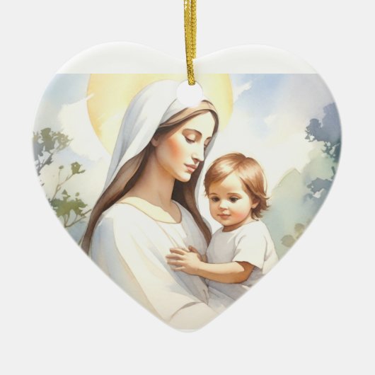 Madonna mit Kind Jesus Keramik Ornament (Vorne)