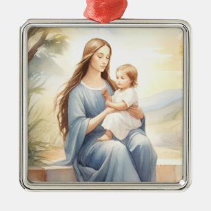 Madonna mit Kind Jesus Ornament Aus Metall