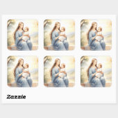 Madonna mit Kind Jesus Quadratischer Aufkleber (Blatt)