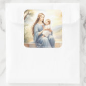 Madonna mit Kind Jesus Quadratischer Aufkleber (Tasche)