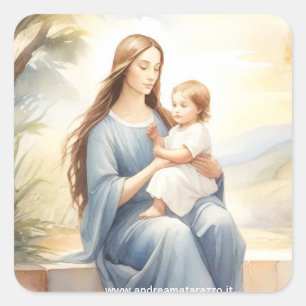 Madonna mit Kind Jesus Quadratischer Aufkleber