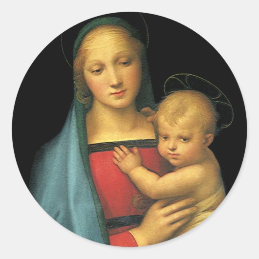 Madonna mit Kind, Madonna del Granduca von Raphael Runder Aufkleber (Vorderseite)
