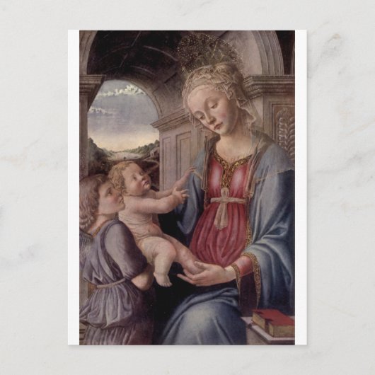 Madonna mit Kind mit Engel von Fra Lippo Postkarte (Vorderseite)