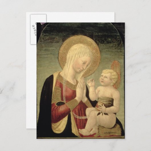 Madonna mit Kind mit Granatapfel Postkarte (Vorne/Hinten)
