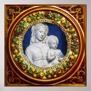 MADONNA MIT KIND  RENAISSANCE BLUMENKRONE POSTER