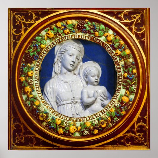 MADONNA MIT KIND RENAISSANCE BLUMENKRONE POSTER (Vorne)