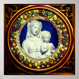MADONNA MIT KIND RENAISSANCE BLUMENKRONE POSTER