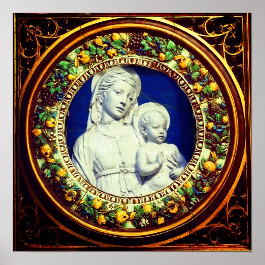 MADONNA MIT KIND RENAISSANCE BLUMENKRONE POSTER (Vorne)