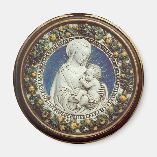 MADONNA MIT KIND, rund Magnet (Vorne)