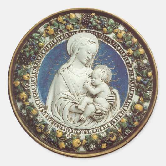 MADONNA MIT KIND, rund Runder Aufkleber (Vorderseite)