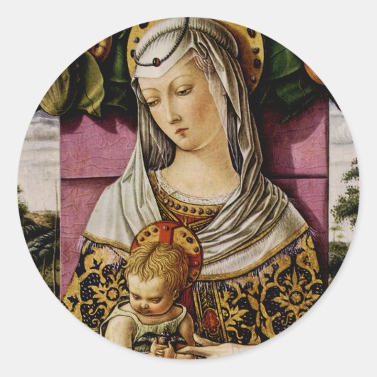 Madonna mit Kind Runder Aufkleber (Vorderseite)