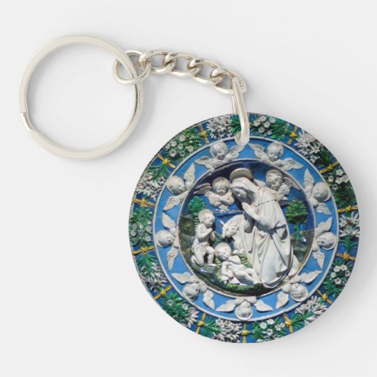 MADONNA MIT KIND UND ANGELN Ave Maria Gebet Schlüsselanhänger (Vorderseite)