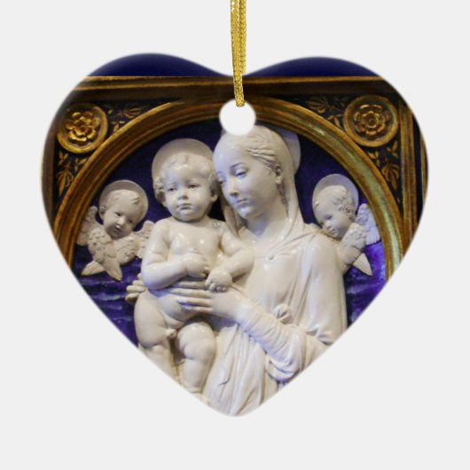 MADONNA MIT KIND UND ANGELN KERAMIK ORNAMENT (Vorne)
