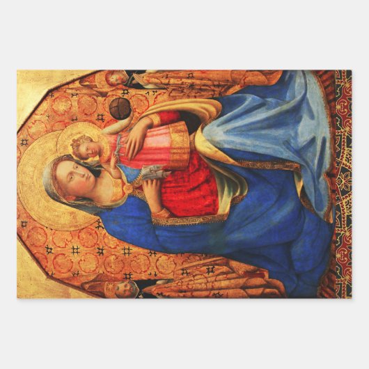 MADONNA MIT KIND UND ANGELN, SAINTS Fra Angelico Geschenkpapier Set (Vorderseite 3)