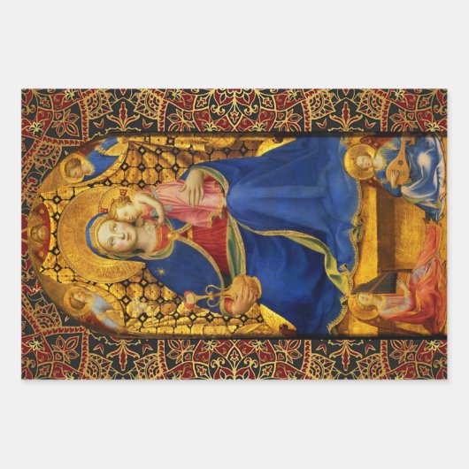 MADONNA MIT KIND UND ANGELN, SAINTS Fra Angelico Geschenkpapier Set (Vorderseite)