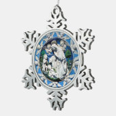 MADONNA MIT KIND UND ANGELN SCHNEEFLOCKEN Zinn-Ornament (Rechts)
