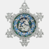 MADONNA MIT KIND UND ANGELN SCHNEEFLOCKEN Zinn-Ornament (Vorderseite)