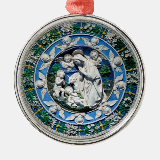 MADONNA MIT KIND UND ANGELN SILBERNES ORNAMENT (Vorne)