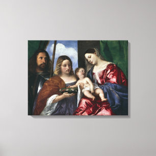 Madonna mit Kind und den Heiligen Dorothea und Geo Leinwanddruck