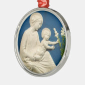 MADONNA MIT KIND UND WEISSEN LILIEN SILBERNES ORNAMENT (Links)