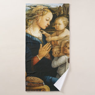 Madonna mit Kind und zwei Engel, Filippo Lippi Badehandtuch