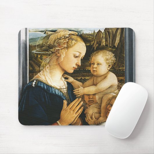 Madonna mit Kind und zwei Engel, Filippo Lippi Mousepad (Mit Mouse)
