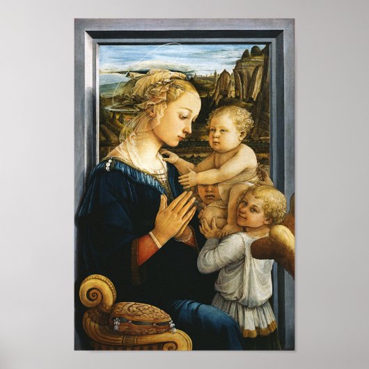 Madonna mit Kind und zwei Engel, Filippo Lippi Poster (Vorne)