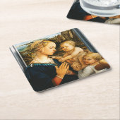 Madonna mit Kind und zwei Engel, Filippo Lippi Rechteckiger Pappuntersetzer (angewinkelt)