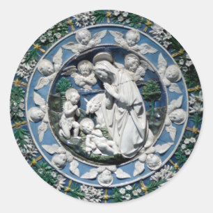 Madonna mit Kind von Della Robbia Runder Aufkleber