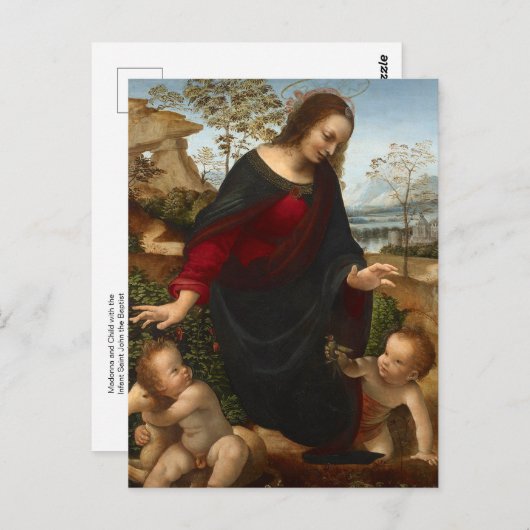 Madonna mit Kind von Leonardo da Vinci Postkarte (Vorne/Hinten)