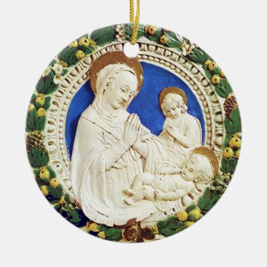 MADONNA MIT KINDERLEINEM Blue Saphire Keramikornament (Vorne)