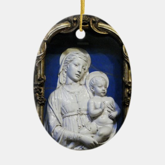 MADONNA MIT KINDERLEINEM Blue Saphire Keramikornament (Vorne)
