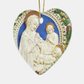 MADONNA MIT KINDERLEINEM LEINEM Saphir HERZ Keramikornament (Links)