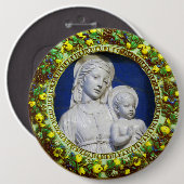 MADONNA MIT KINDERRENAISSANCE FLORAL CROWN BUTTON (Vorne & Hinten)