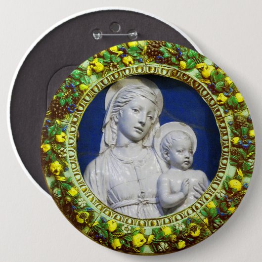 MADONNA MIT KINDERRENAISSANCE FLORAL CROWN BUTTON (Vorne & Hinten)