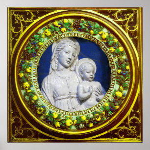 MADONNA MIT KINDERRENAISSANCE FLORAL CROWN POSTER