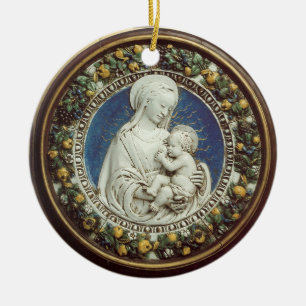 MADONNA MIT KINDrundem blauem Saphir Keramikornament