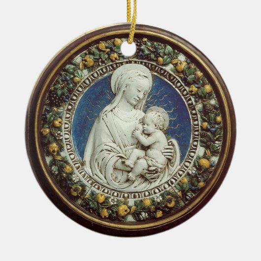 MADONNA MIT KINDrundem blauem Saphir Keramikornament (Vorne)