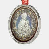MADONNA MIT KINDrundem blauem Saphir Silbernes Ornament (Links)
