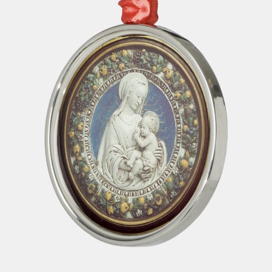 MADONNA MIT KINDrundem blauem Saphir Silbernes Ornament (Links)