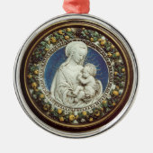 MADONNA MIT KINDrundem blauem Saphir Silbernes Ornament (Vorne)