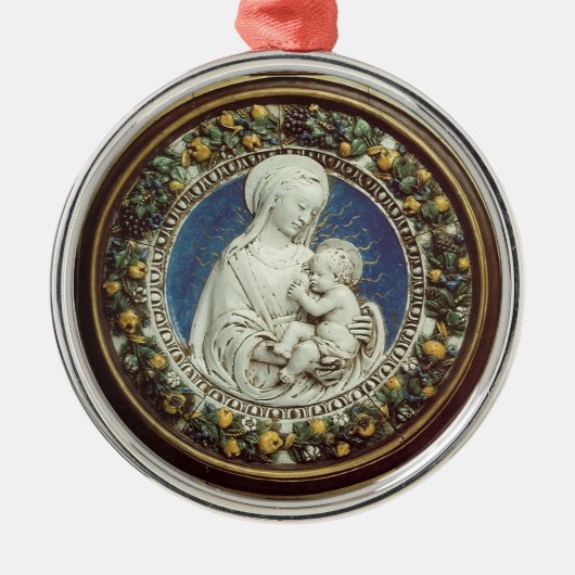 MADONNA MIT KINDrundem blauem Saphir Silbernes Ornament (Vorne)