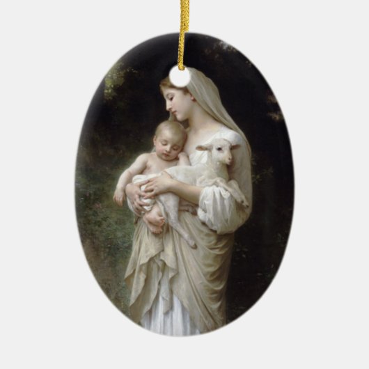 Madonna mit Lamb - Bouguereau Keramik Ornament (Vorne)