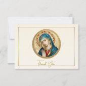 Madonna mit Rose Beerdigung Dankeskarte (Vorderseite)