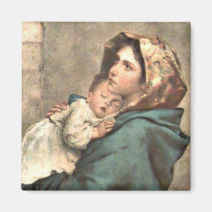 Madonna mit Schal hält Jesuskind Magnet