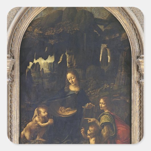 Madonna of the Rocks, c.1478 Quadratischer Aufkleber (Vorderseite)