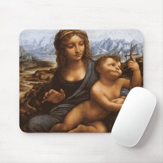 Madonna of the Yarnwinder by Leonardo da Vinci Mousepad (Mit Mouse)