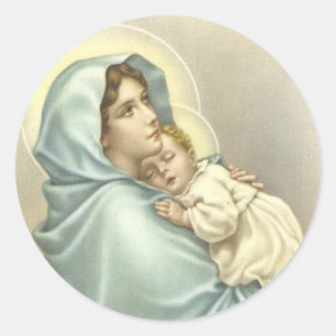 Madonna segnete Mary mit dem Baby Jesus Runder Aufkleber
