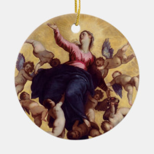 Madonna trug durch Engel (Deckenfresko) Keramik Ornament
